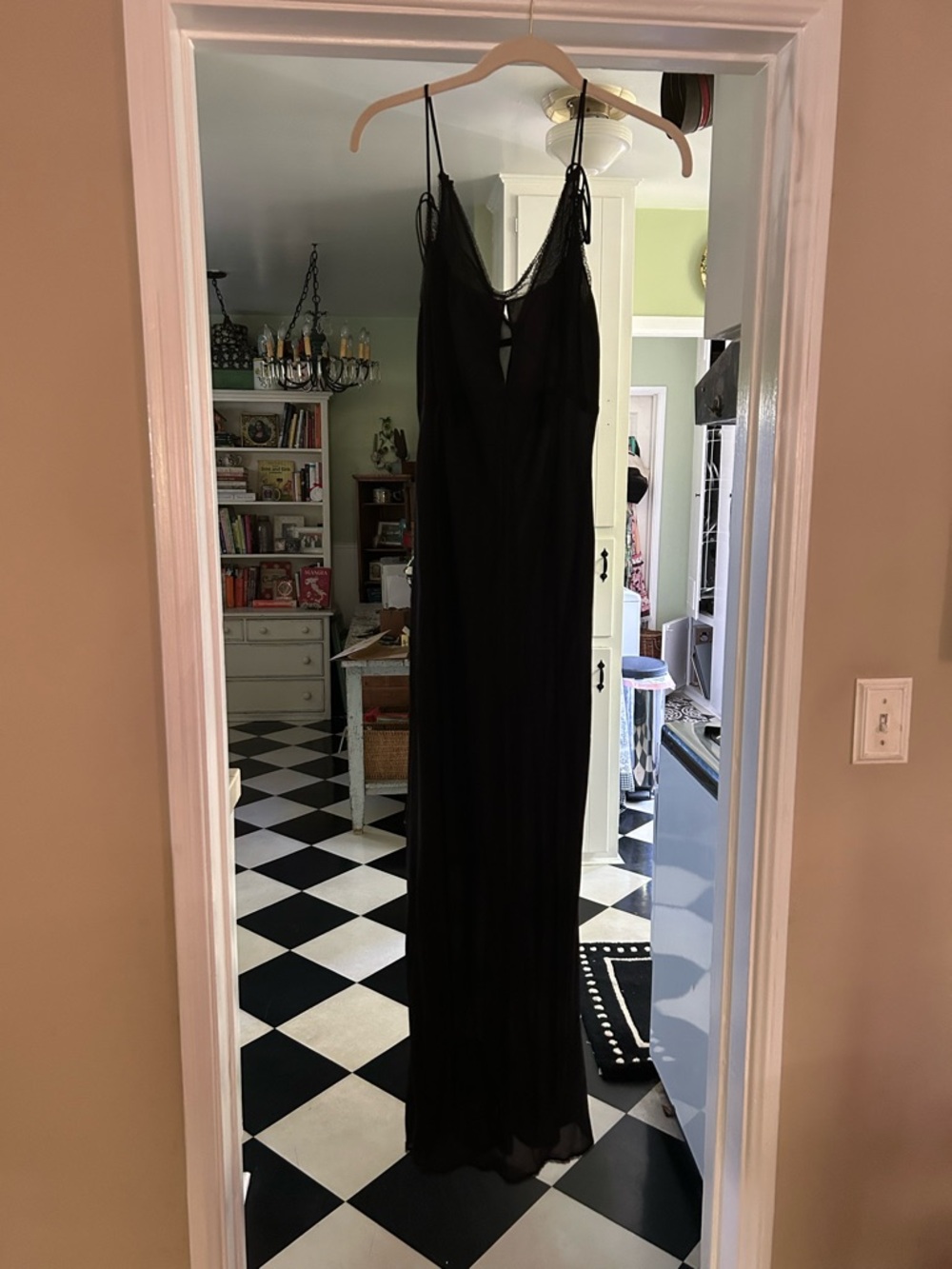 Katayone Adeli Black Spaghetti Strap Evening Slip Dress NWT  Ron Herman size 6